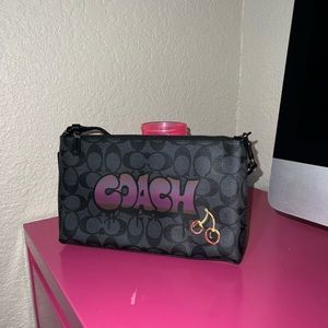 Coach Graffiti Black Large Wristlet